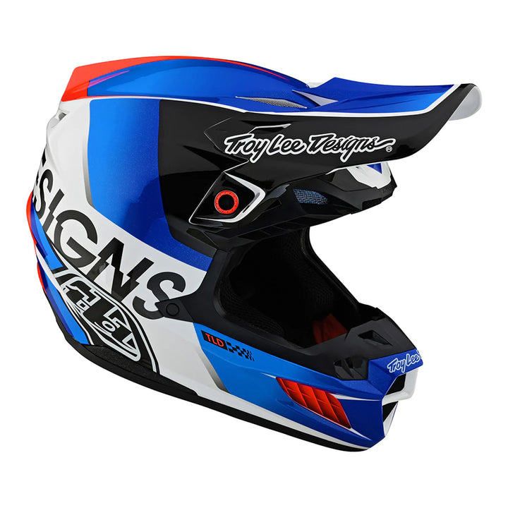 Troy Lee Designs SE5 Composite Helmet w/MIPS - Qualifier White/Blue - Front Right Side View