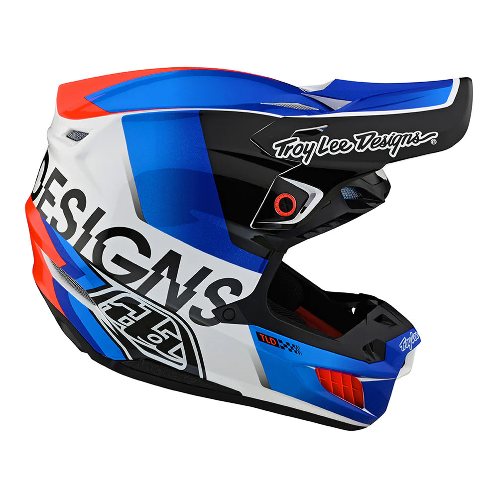 Troy Lee Designs SE5 Composite Helmet w/MIPS - Qualifier White/Blue - Right Side View