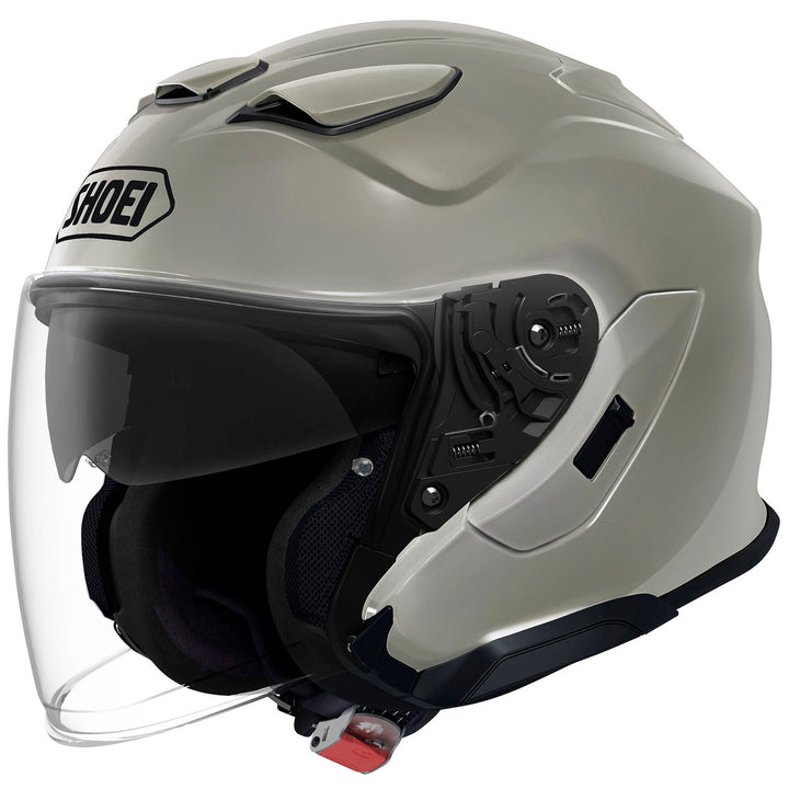 Shoei J-Cruise 3 Solid Helmet Chalk Grey - Front Side View