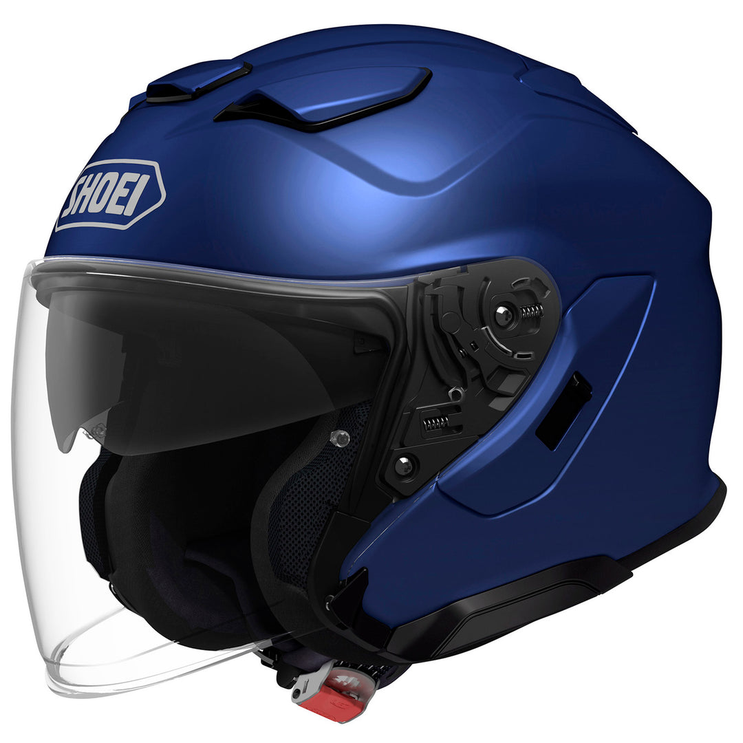Shoei J-Cruise 3 Solid Helmet Matte Blue Metallic - Front Side View