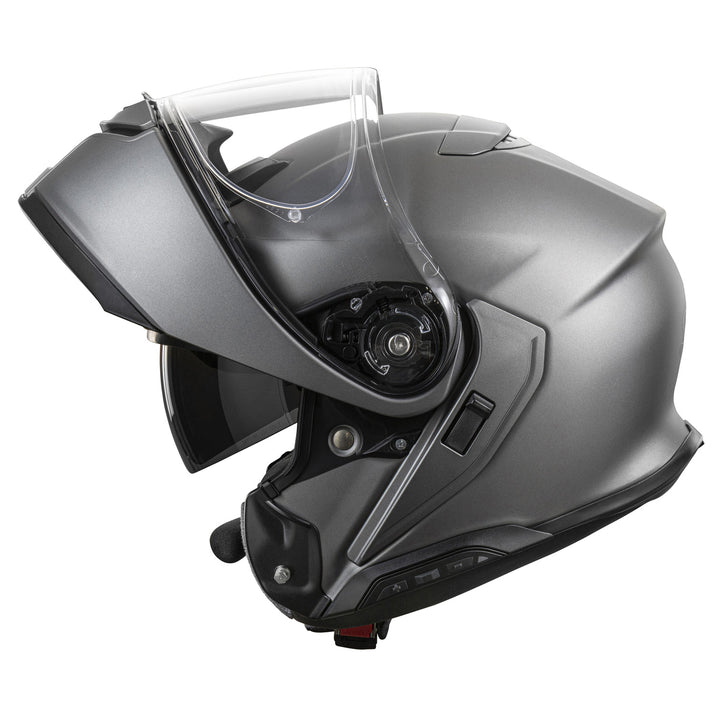Shoei Neotec 3 Solid Helmet Light Silver - Side View with Modular Part Raised
