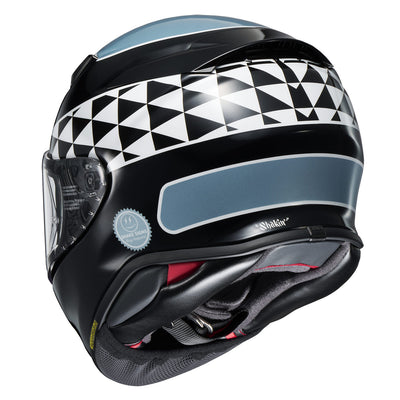 Shoei RF-1400 Shakin' Speed Helmet TC-2 Black/White/Light Blue - Rear Left Side View