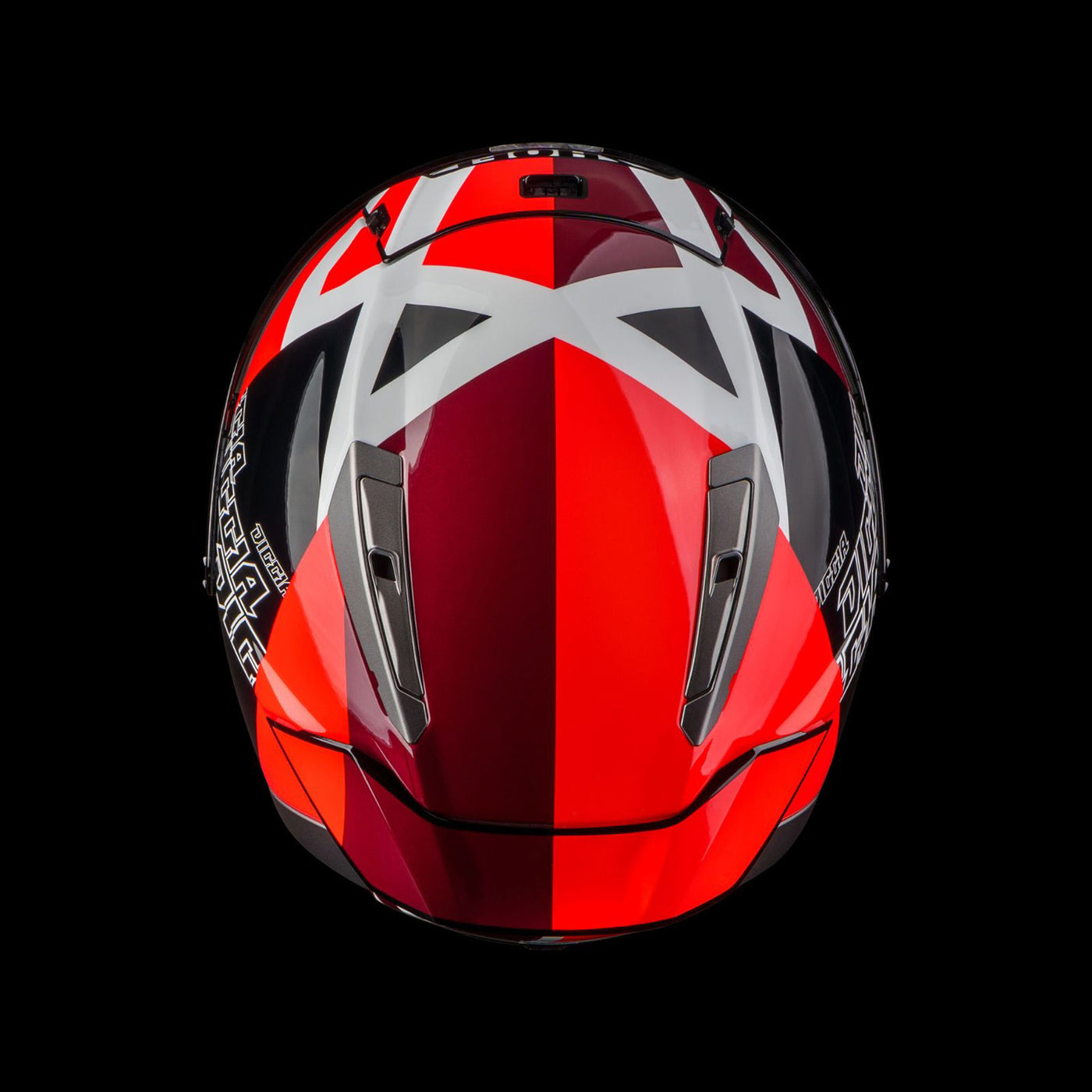 Shoei X-15 Diggia 2 Helmet TC-1 - Rear Top View in Dark Studio Background