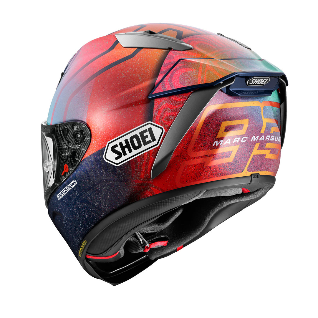 Shoei X-15 Marquez Holi Helmet TC-1 - Rear Left Side View