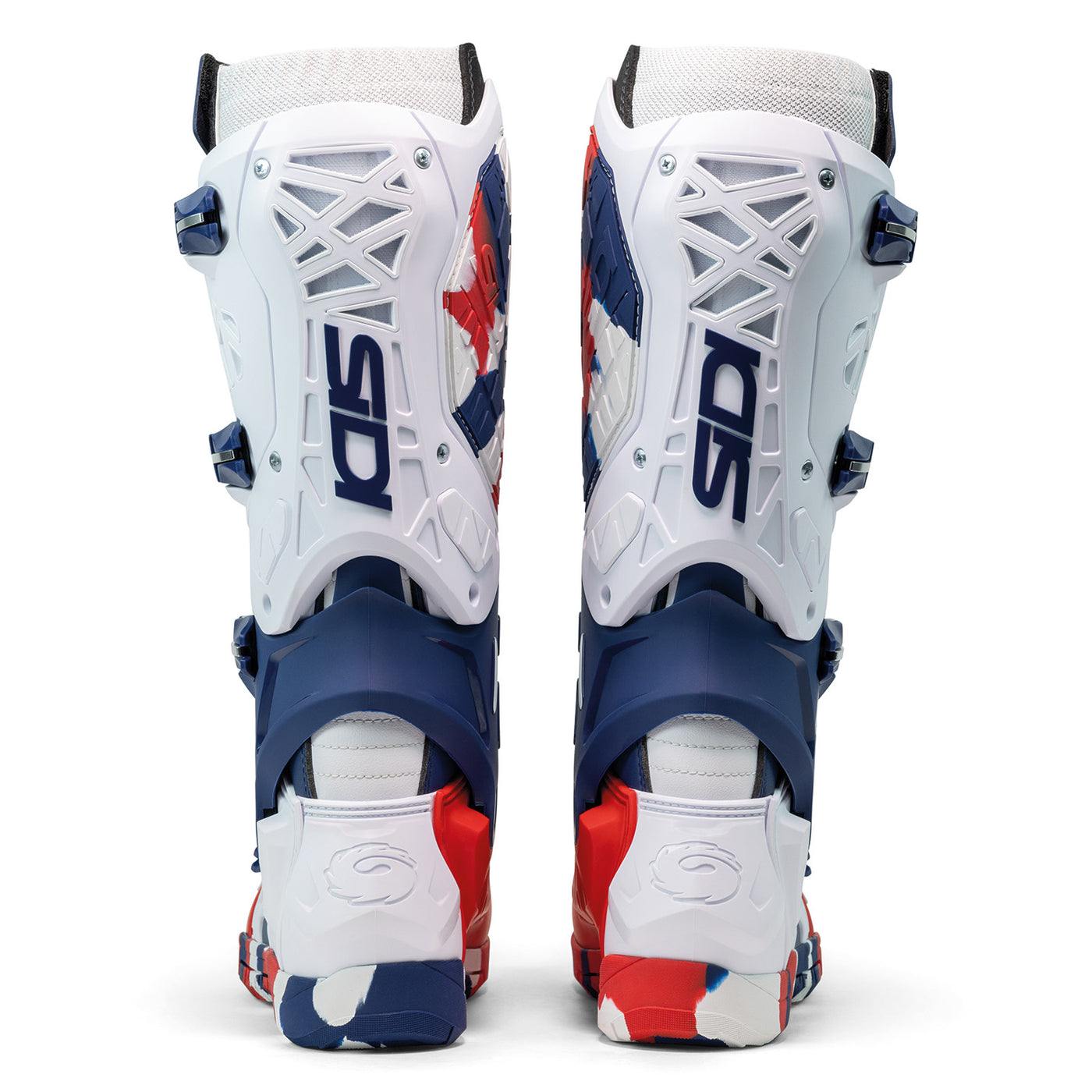 Sidi Crossair X Boot White/Navy/Red - Rear View of Pair