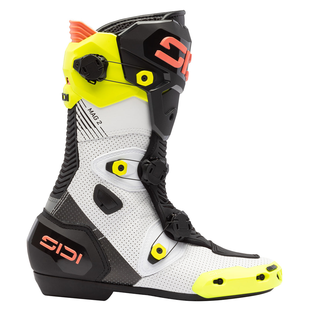 Sidi MAG-2 Air Boots Fluo Yellow/Fluo Coral - Outer Side View