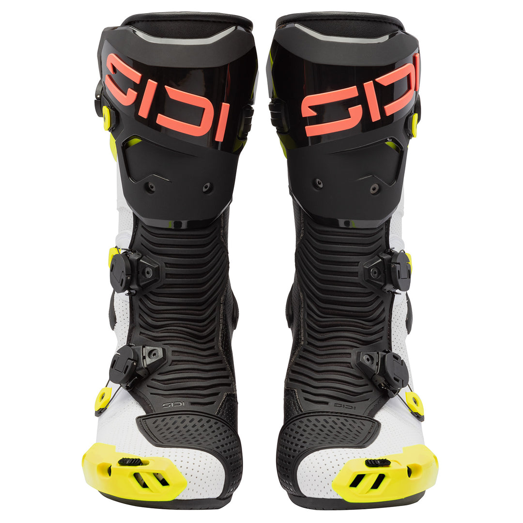 Sidi MAG-2 Air Boots Fluo Yellow/Fluo Coral - Front View of Pair