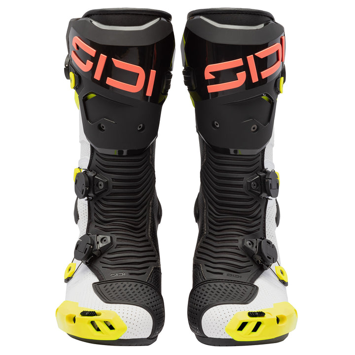 Sidi MAG-2 Air Boots Fluo Yellow/Fluo Coral - Front View of Pair