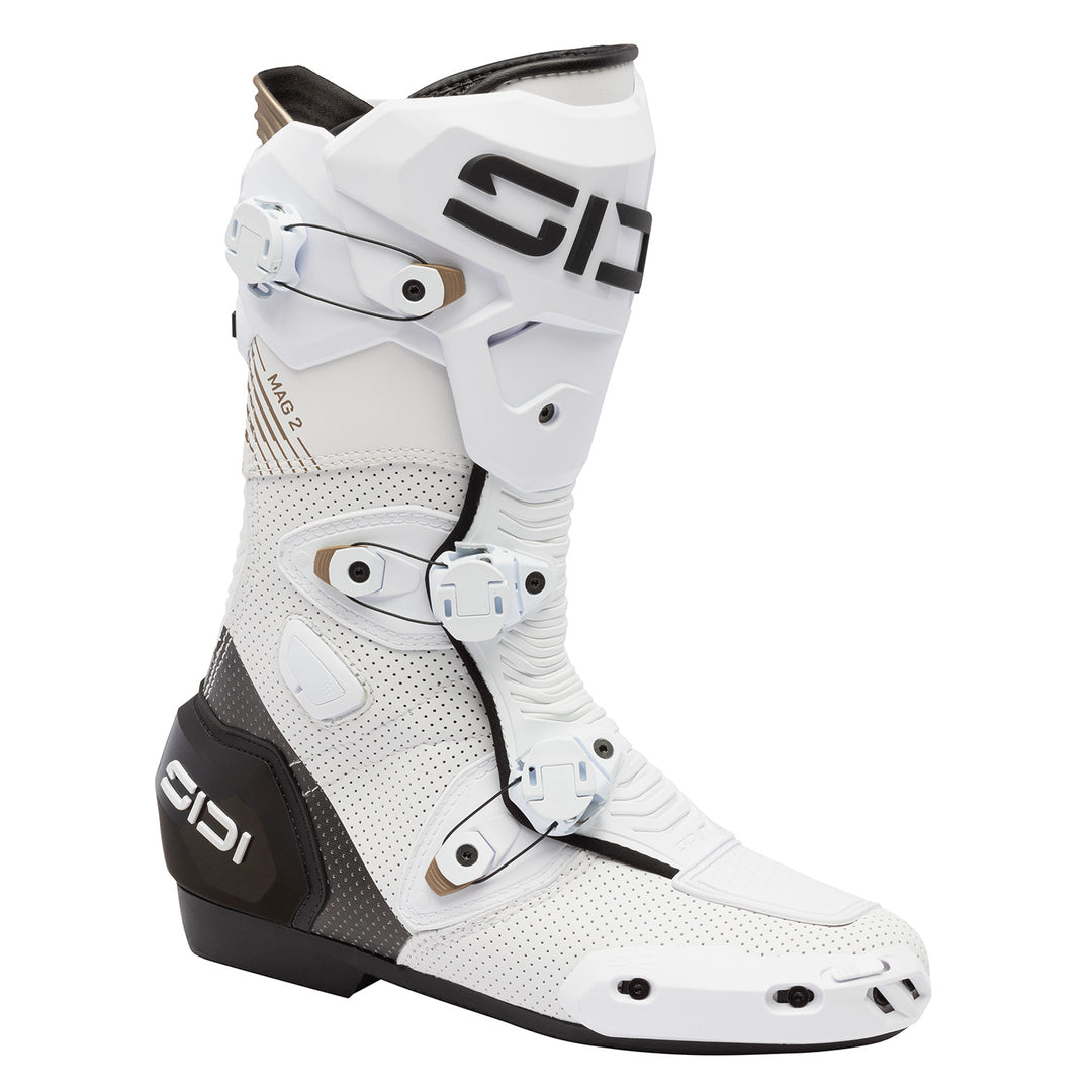 Sidi MAG-2 Air Boots White/Black - Angled Outer Side View