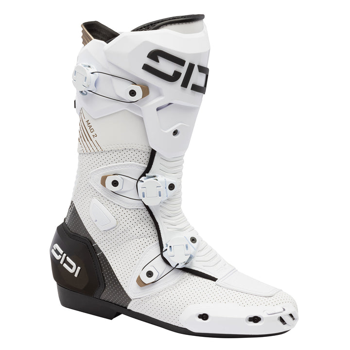 Sidi MAG-2 Air Boots White/Black - Angled Outer Side View