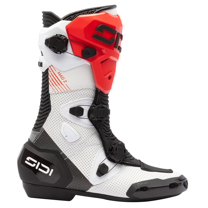 Sidi MAG-2 Air Boots White/Black/Red - Outer Side View