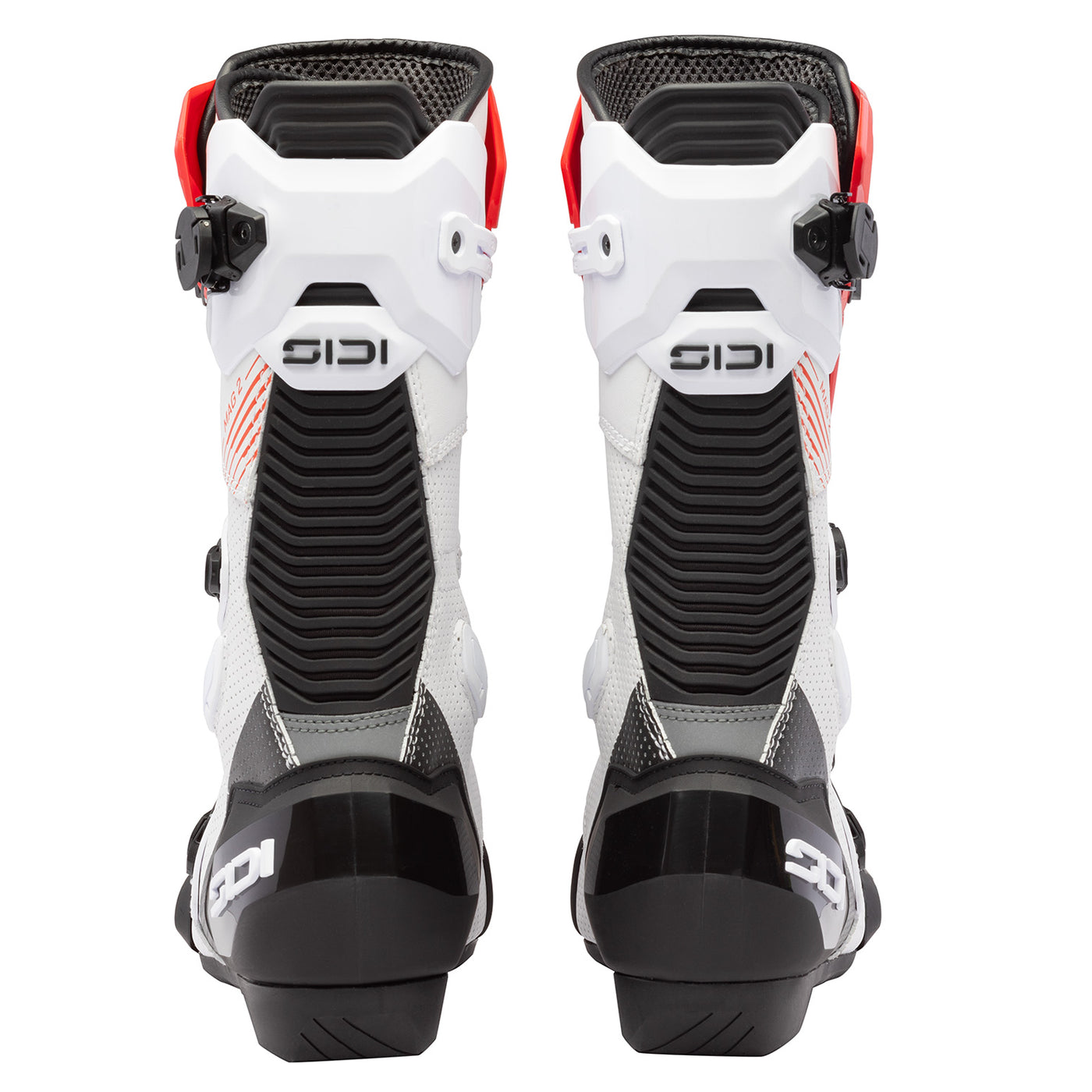 Sidi MAG-2 Air Boots White/Black/Red - Rear View of Pair