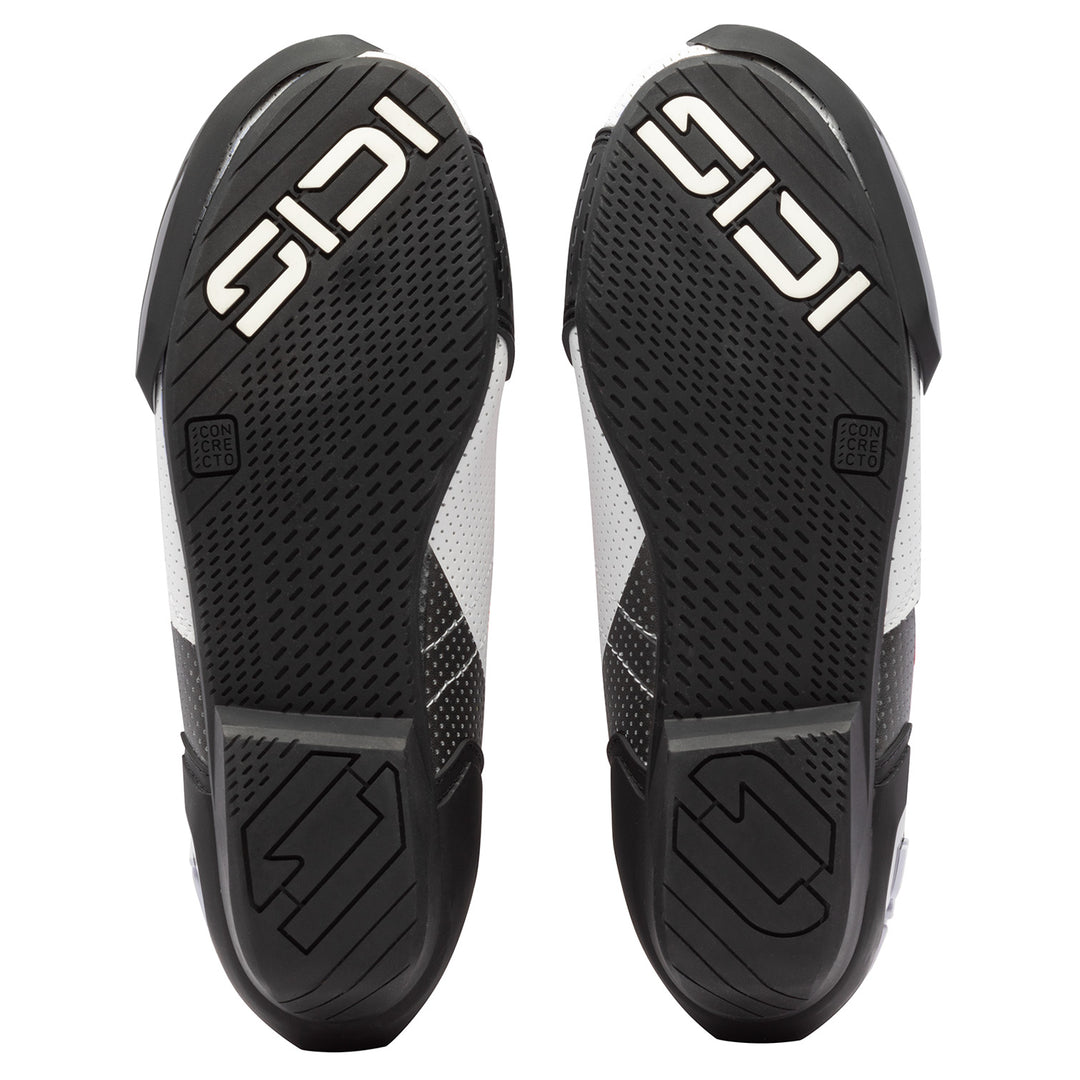 Sidi MAG-2 Air Boots White/Black/Red - Sole View of Pair
