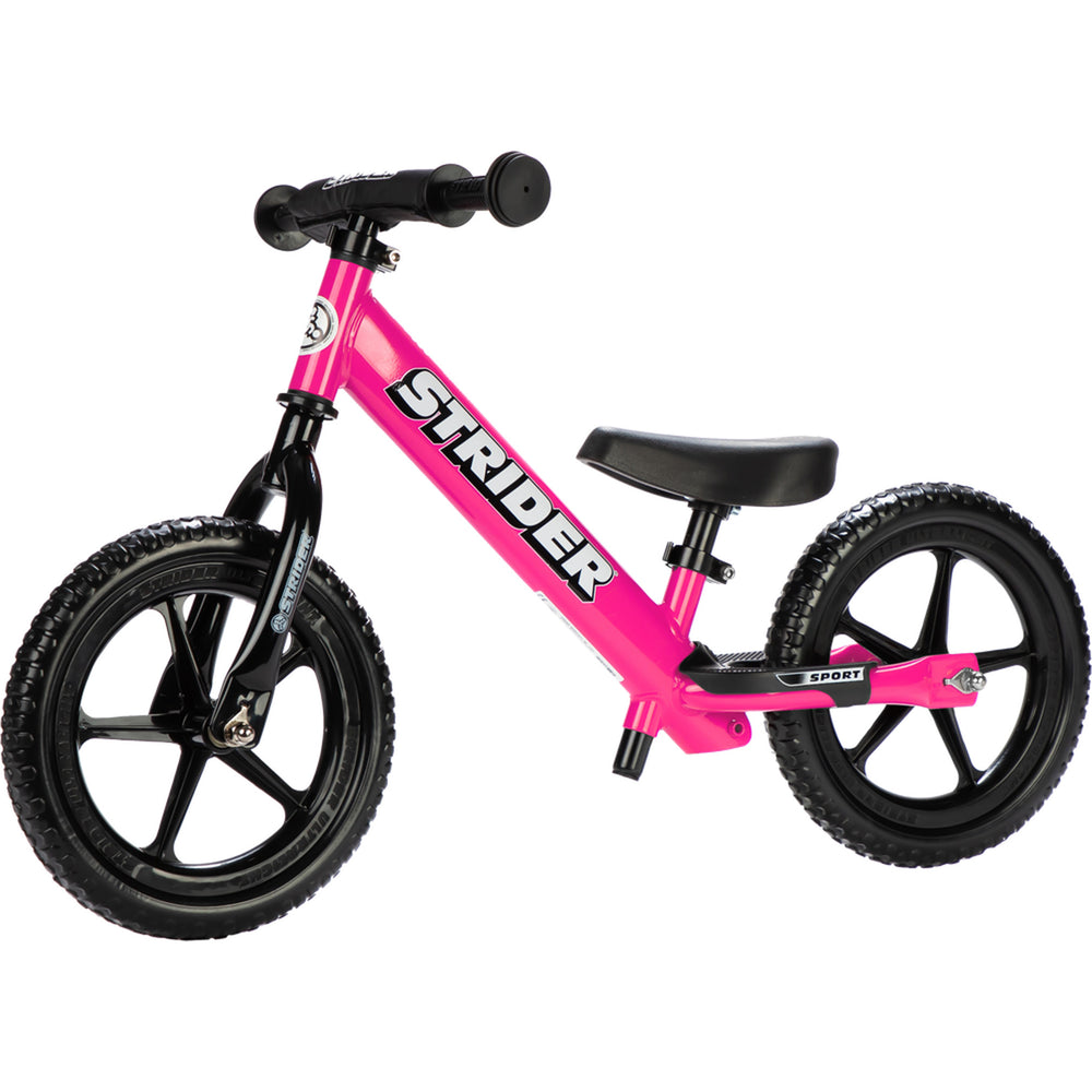 Strider 12 Sport Bike Pink - Angled Side View