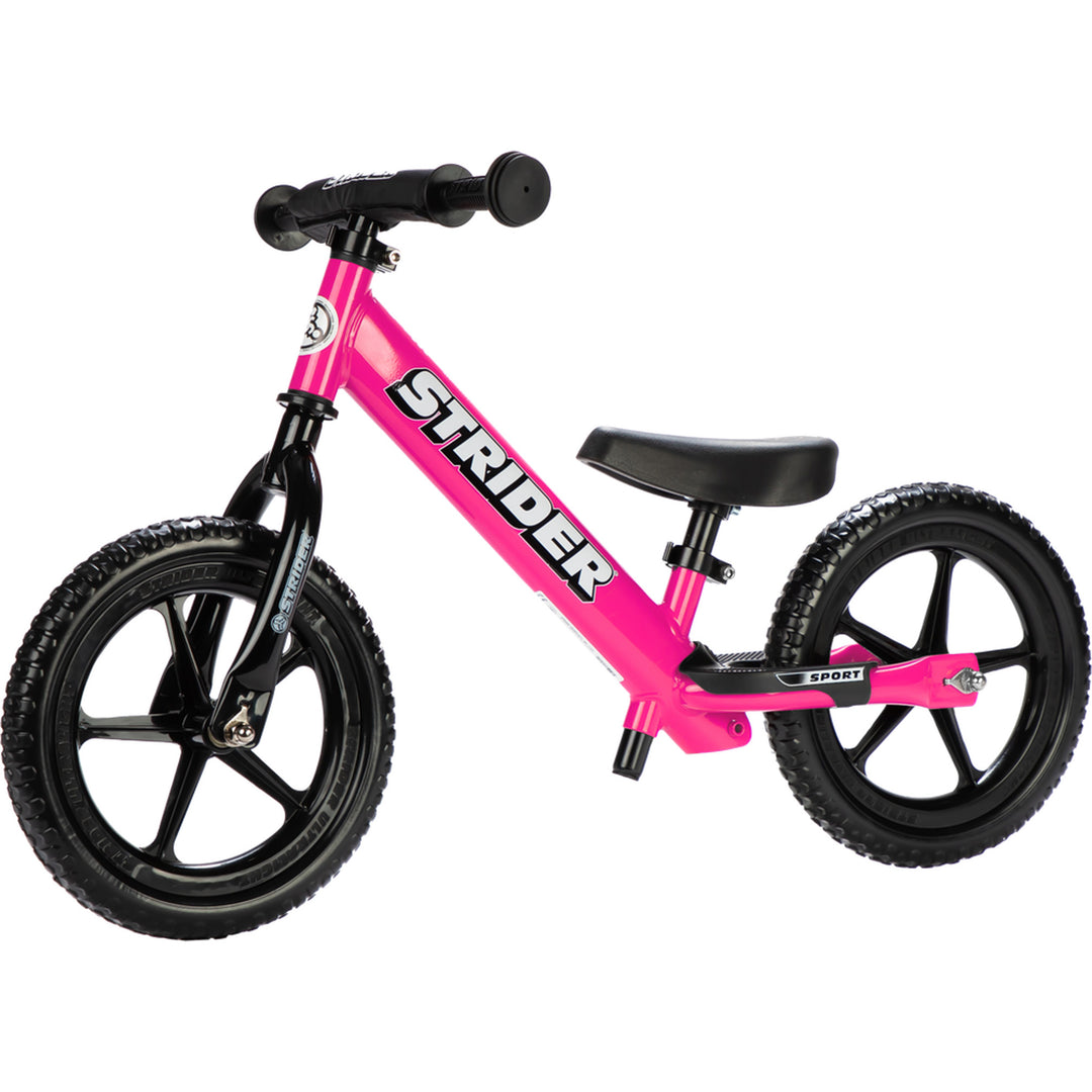 Strider 12 Sport Bike Pink - Angled Side View