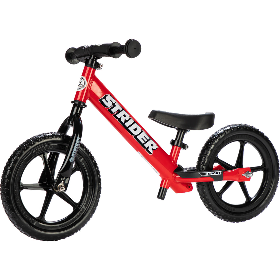 Strider 12 Sport Bike Red - Angled Side View