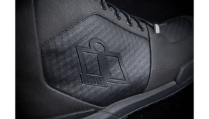 Close-up shot of side logo on Icon Tarmac Boot