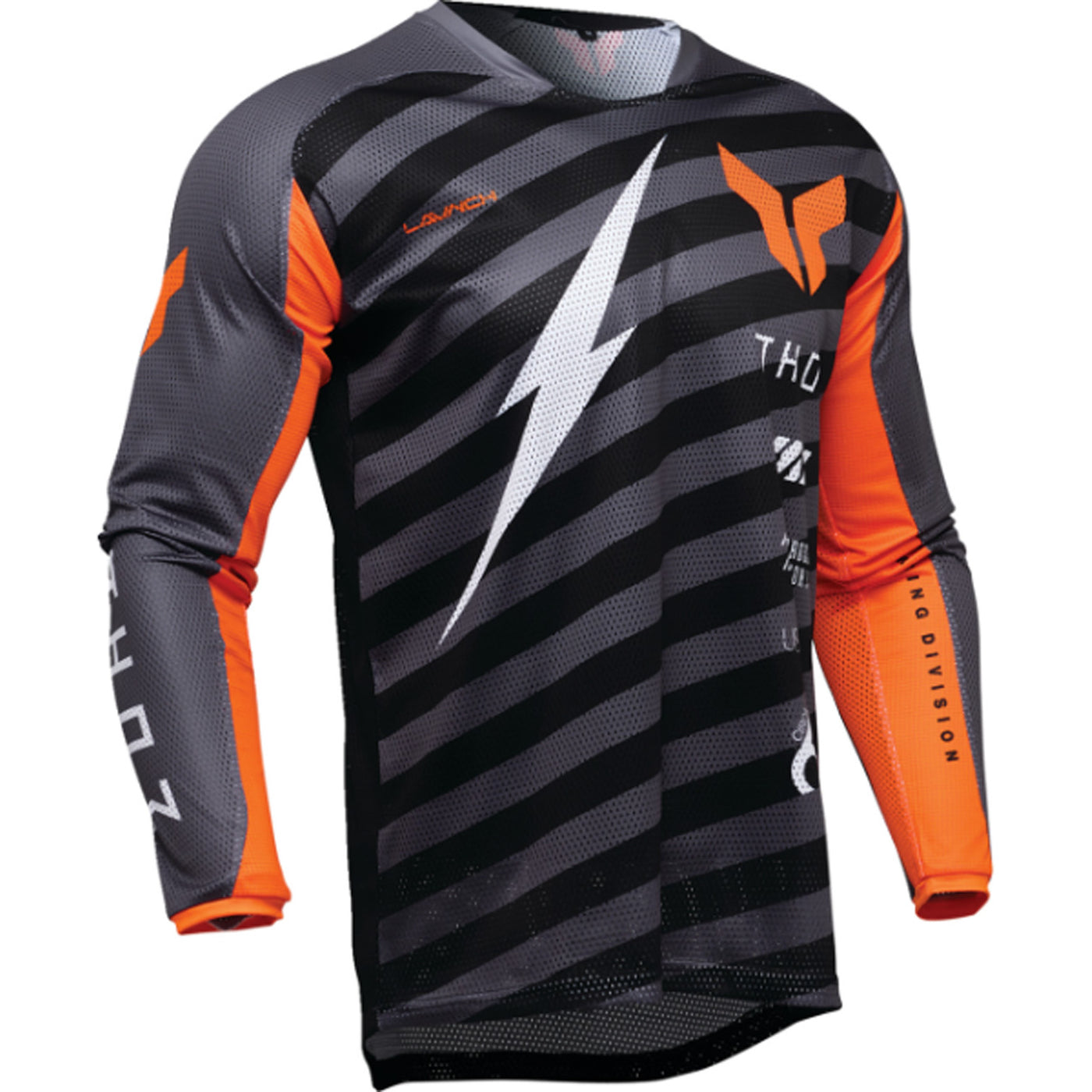 THOR LAUNCHMODE Vented Raid Jersey Charcoal/Black - Front View