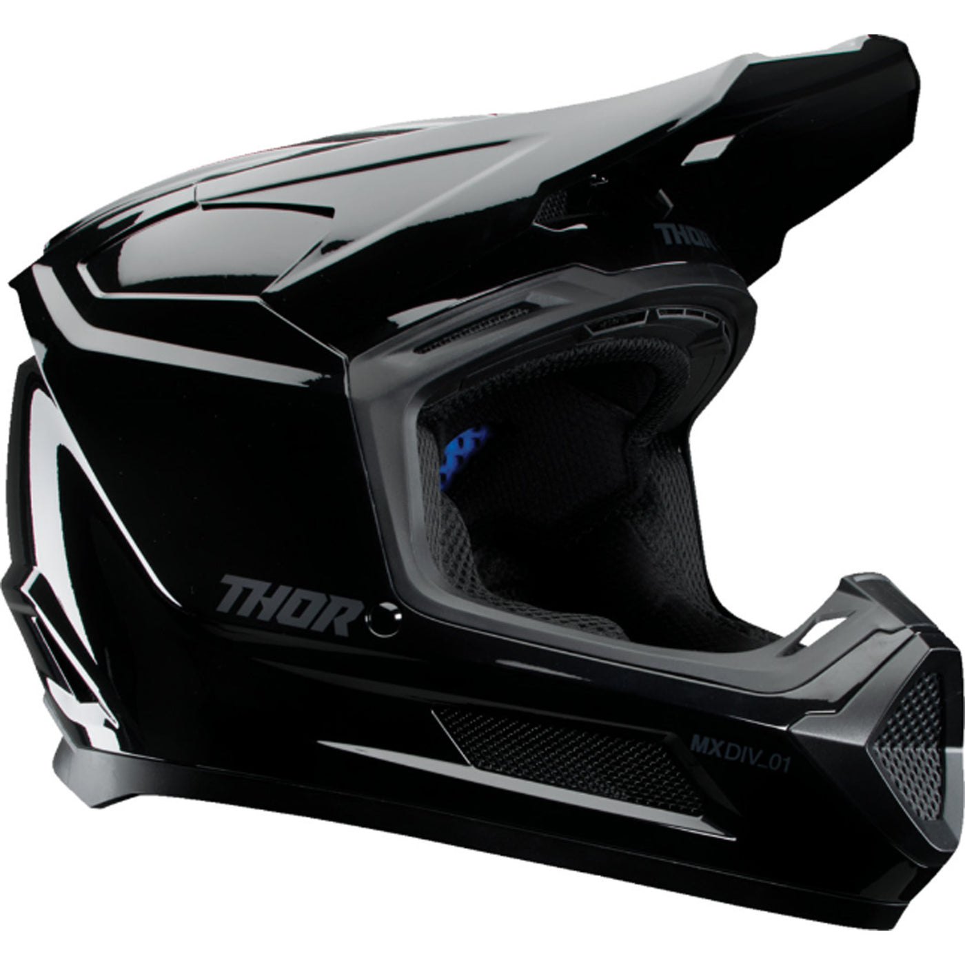 THOR Youth Fleet Blackout Helmet Gloss Black - Front Right Side View