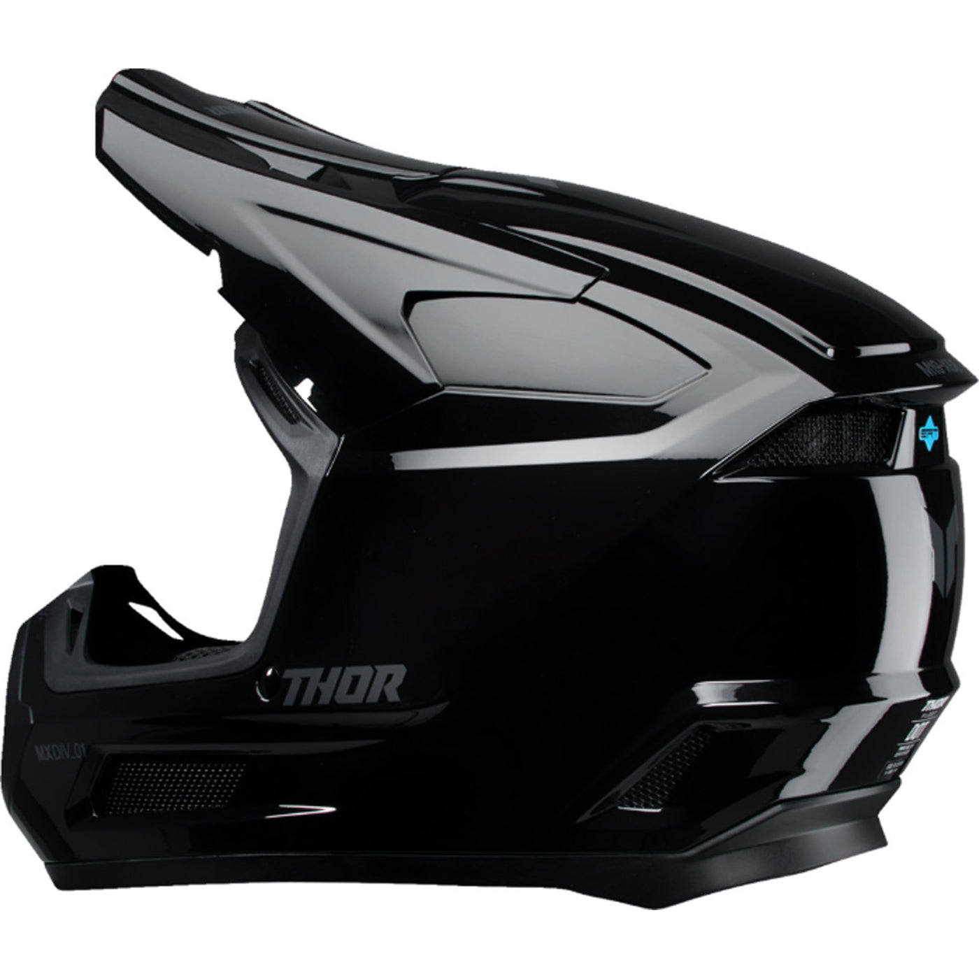 THOR Youth Fleet Blackout Helmet Gloss Black - Rear Left Side View