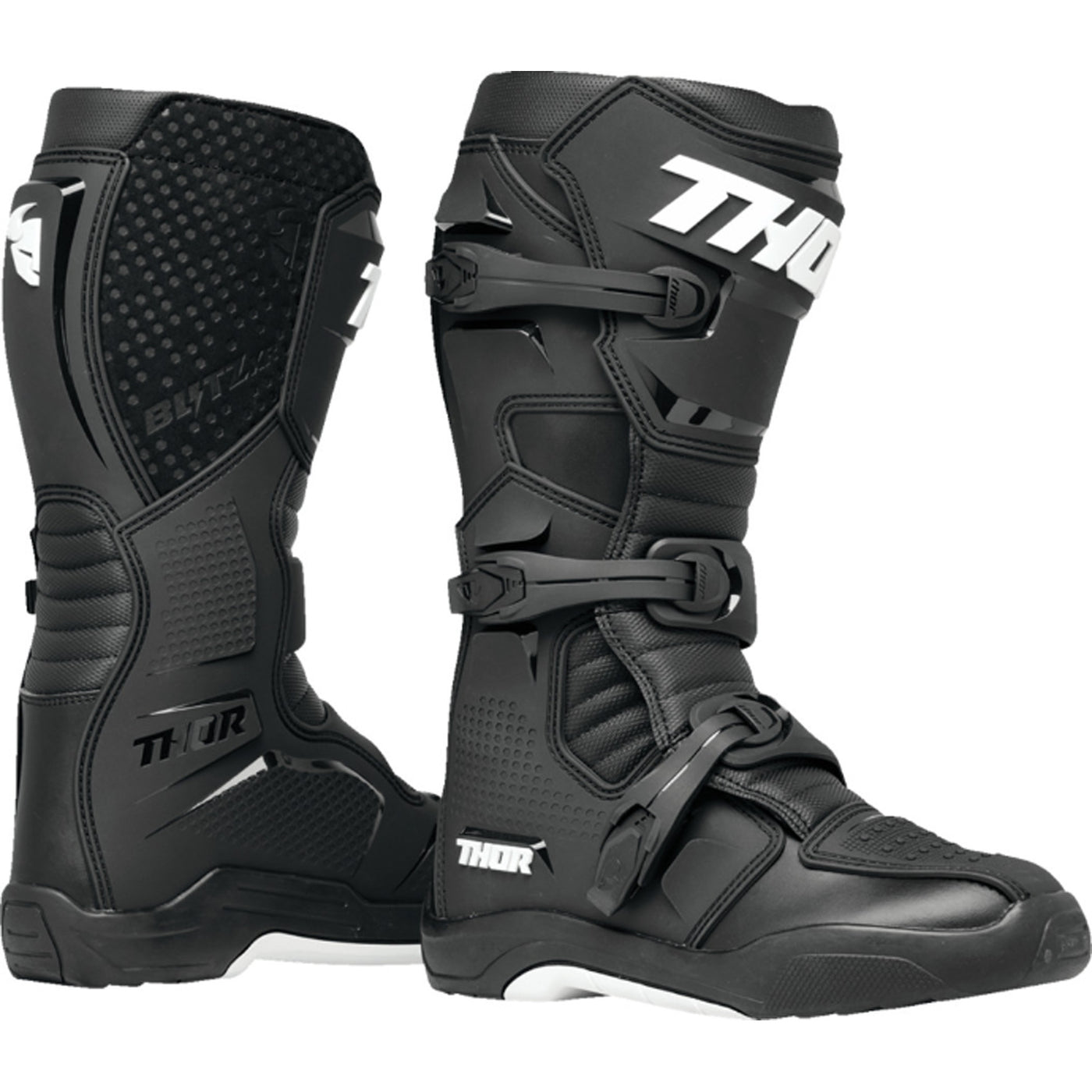 THOR Blitz XR Boots Black/White - Side View of Pair