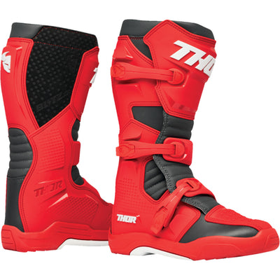 THOR Blitz XR Boots Red/Charcoal - Side View of Pair