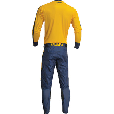 THOR Differ Roosted Jersey Lemon/Navy - Rear View with Pants