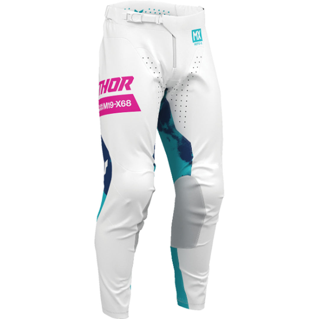 THOR LAUNCHMODE Bleach Pants White/Aqua - Front Right Side View