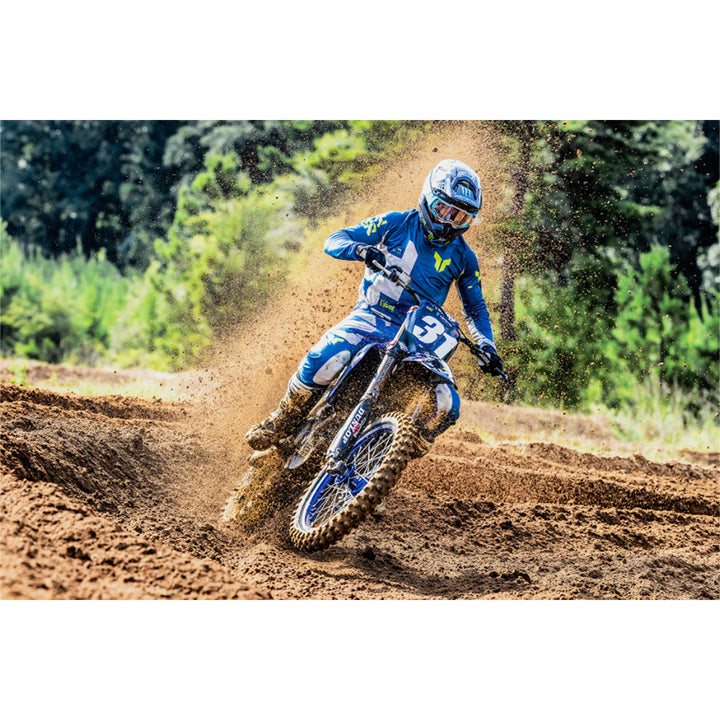 THOR LAUNCHMODE Forge Jersey Blue - Lifestyle of Rider in Jersey on Dirt Track