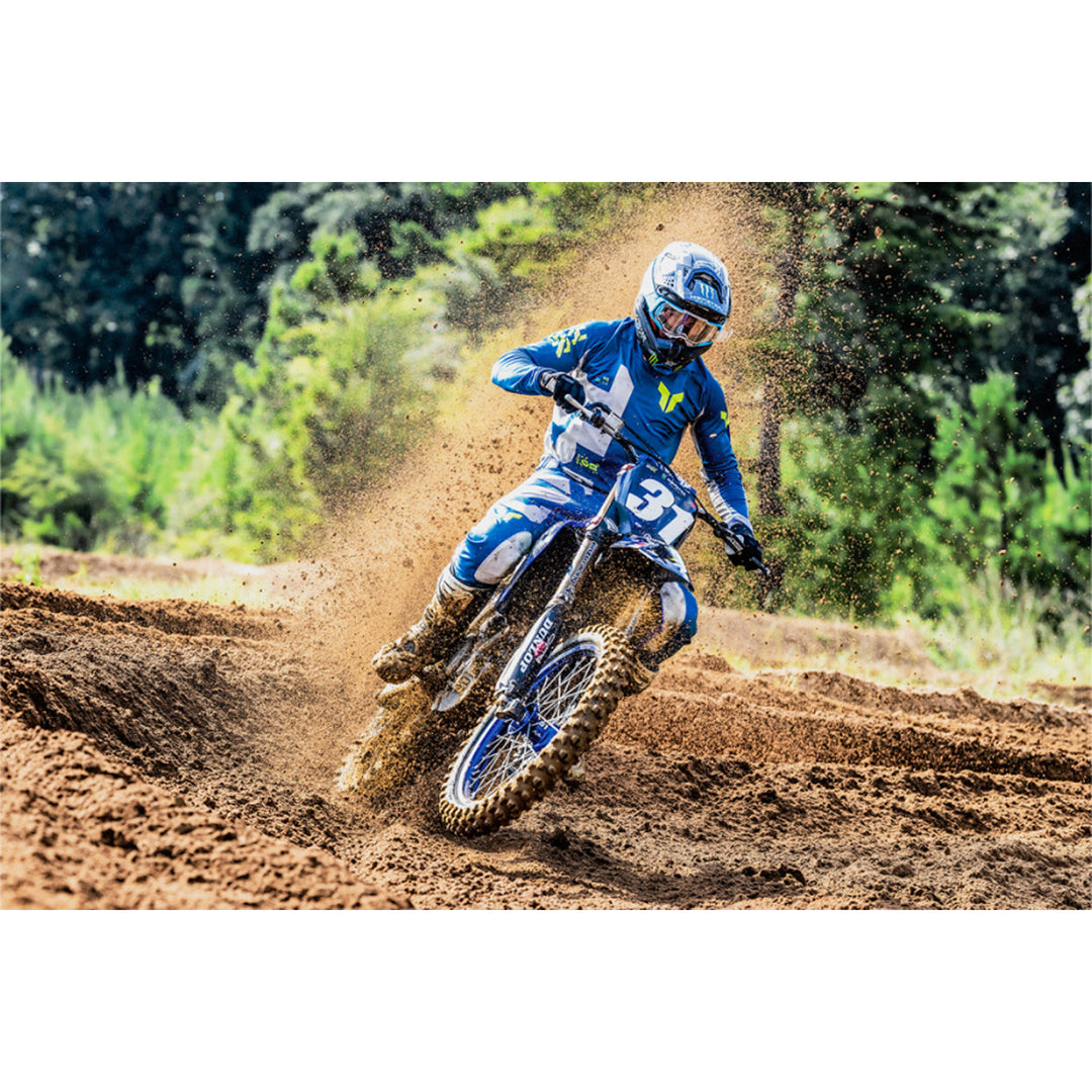 THOR LAUNCHMODE Forge Pants Blue - Lifestyle of Rider in Pants on Dirt Track