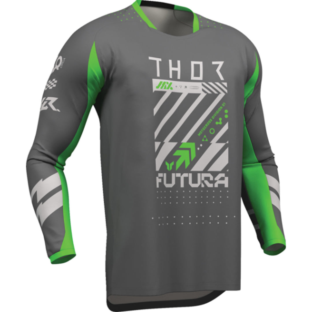 THOR LAUNCHMODE Futura Jersey Charcoal/Green - Front Right Side View