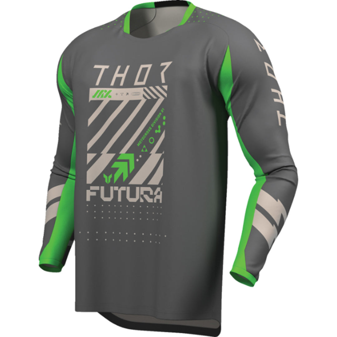 THOR LAUNCHMODE Futura Jersey Charcoal/Green - Front Left Side View