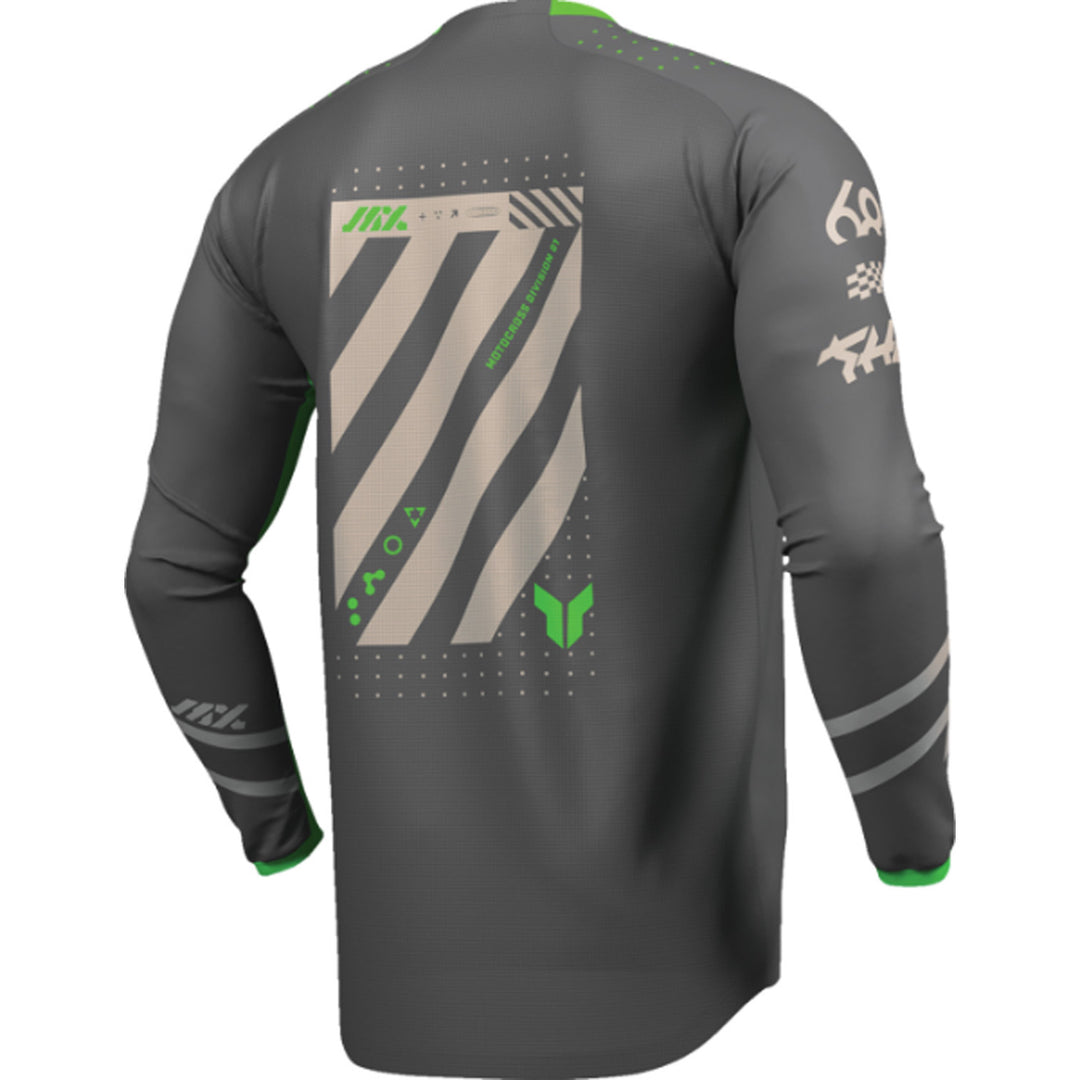 THOR LAUNCHMODE Futura Jersey Charcoal/Green - Rear Right Side View