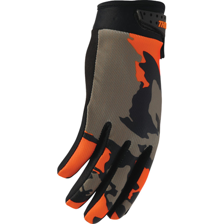 THOR LAUNCHMODE Hunter Gloves Orange/Black - Angled Back of Hand View from Pinky Side