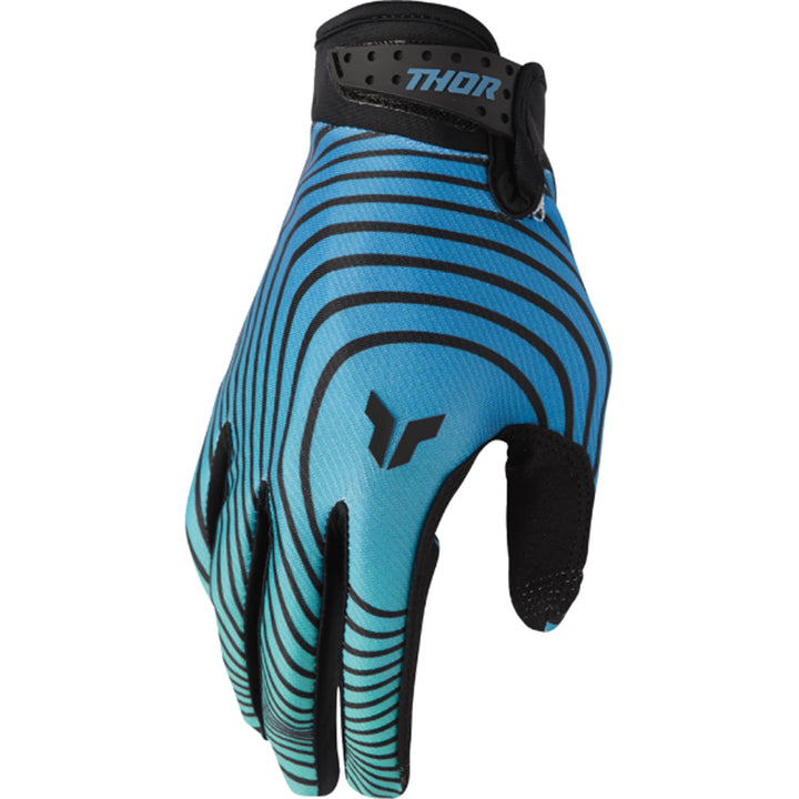 THOR LAUNCHMODE Identity Gloves Teal/Black - Back of Hand View