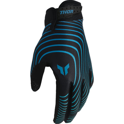 THOR LAUNCHMODE Identity Gloves Teal/Black - Angled Back of Hand View from Thumb Side