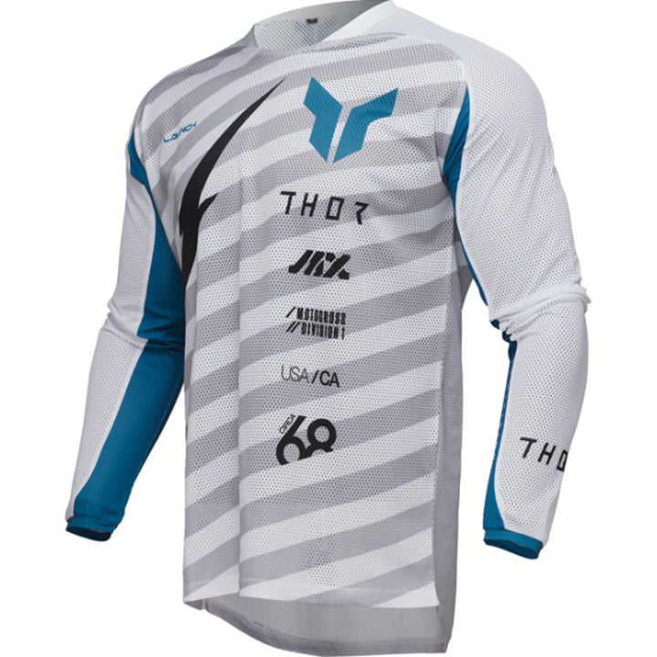 THOR LAUNCHMODE Vented Raid Jersey White/Gray - Front Left Side View