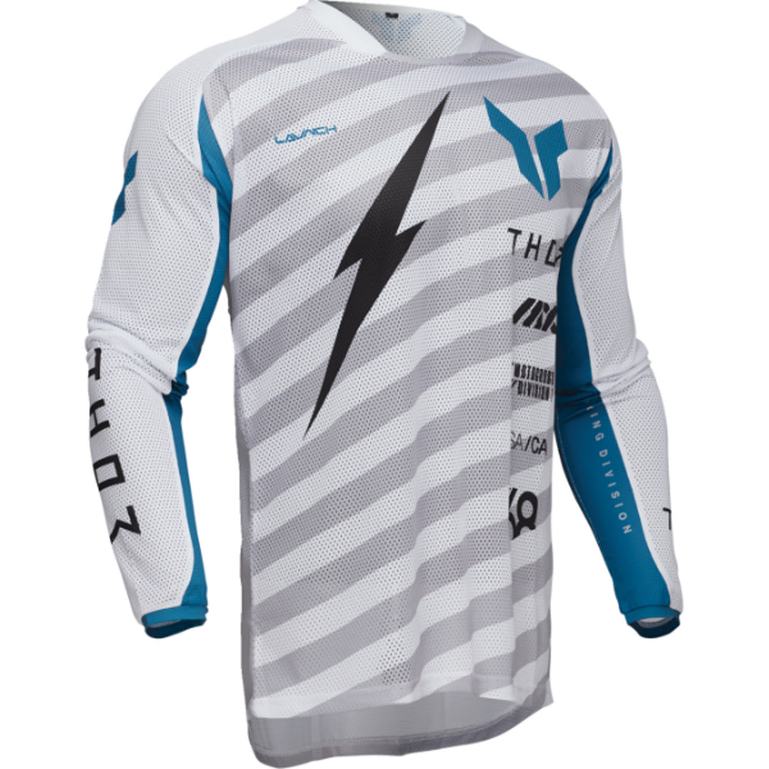 THOR LAUNCHMODE Vented Raid Jersey White/Gray - Front Right Side View