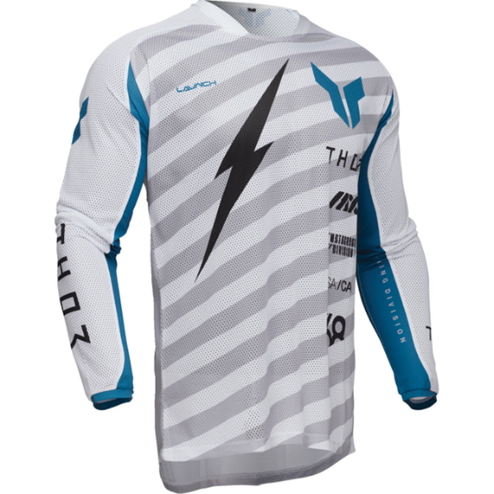 THOR LAUNCHMODE Vented Raid Jersey White/Gray - Front Right Side View