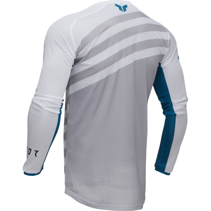 THOR LAUNCHMODE Vented Raid Jersey White/Gray - Rear Left Side View