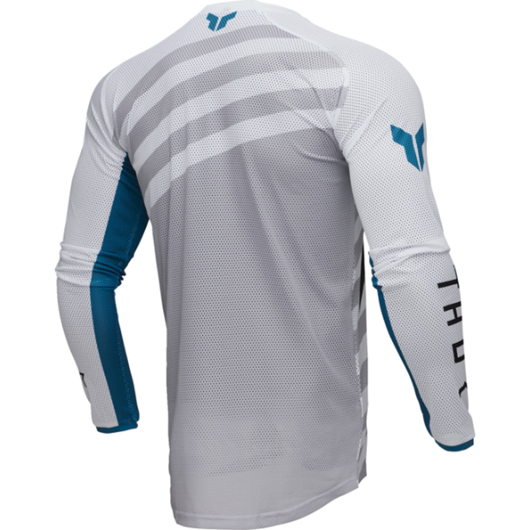 THOR LAUNCHMODE Vented Raid Jersey White/Gray - Rear Right Side View