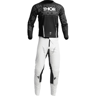 THOR Pulse Mono Jersey Black/White - Front View with Pants