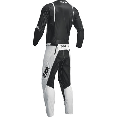 THOR Pulse Mono Jersey Black/White - Rear View with Pants