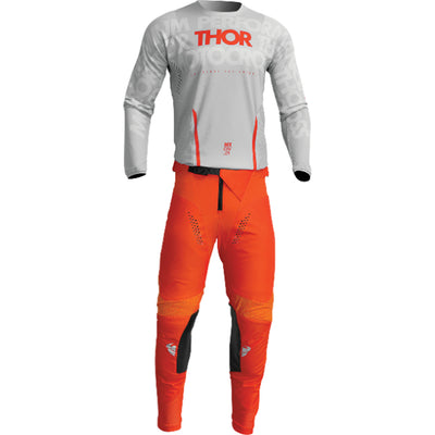 THOR Pulse Mono Jersey Gray/Orange - Front View with Pants