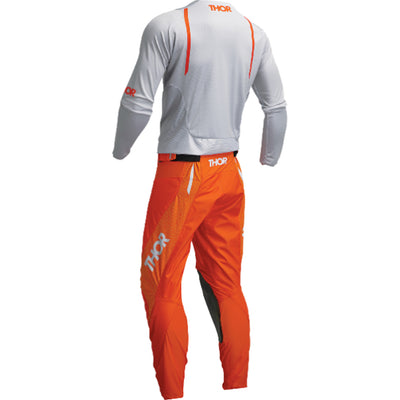 THOR Pulse Mono Jersey Gray/Orange - Rear View with Pants