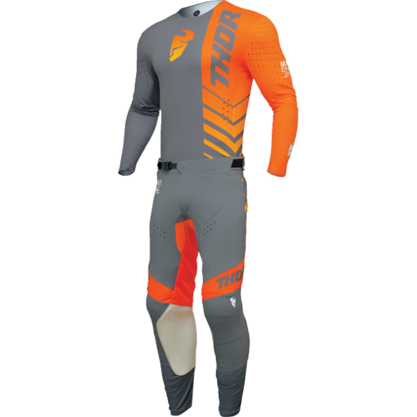 THOR Prime Analog Jersey Charcoal/Orange - Front View with Pants