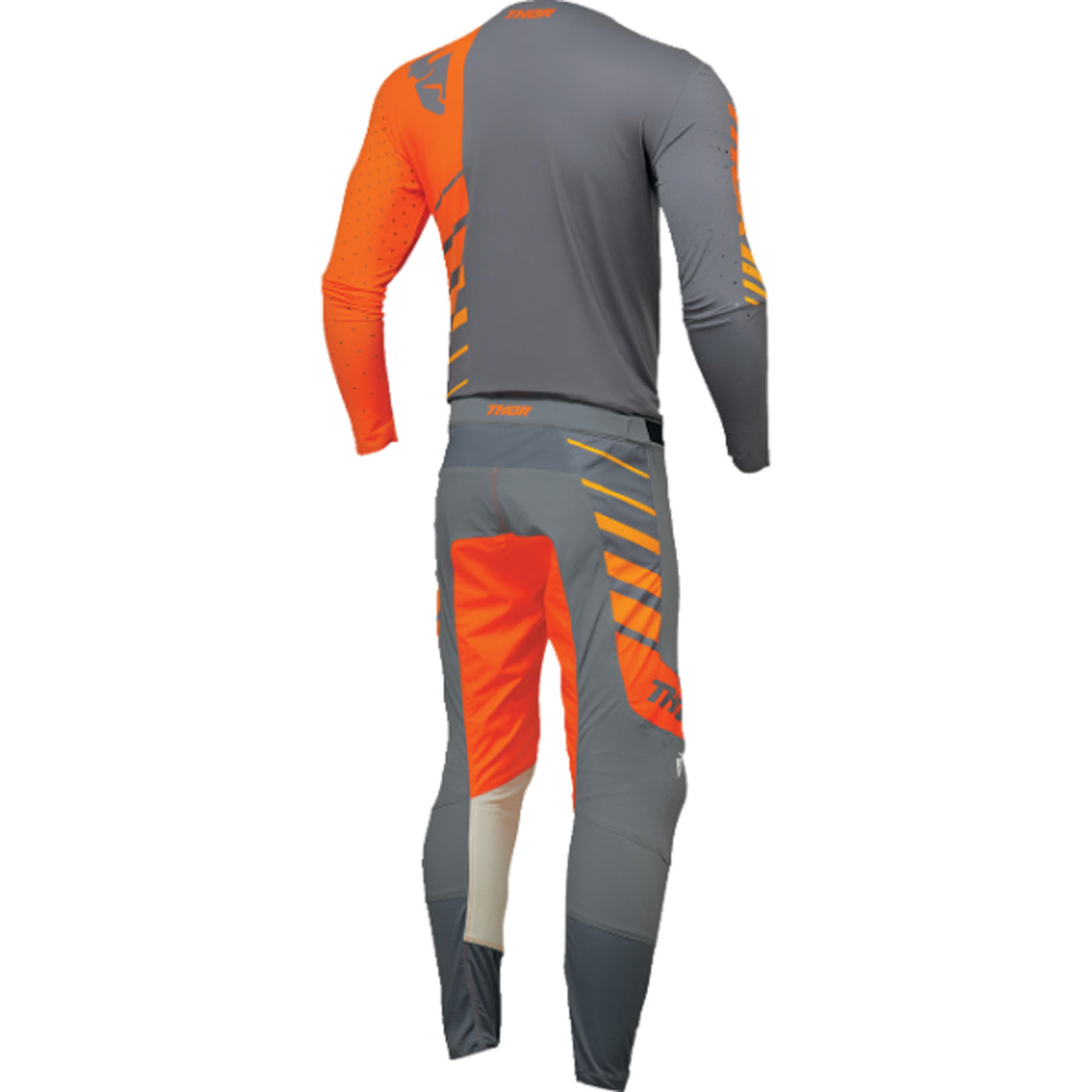 THOR Prime Analog Jersey Charcoal/Orange - Rear View with Pants