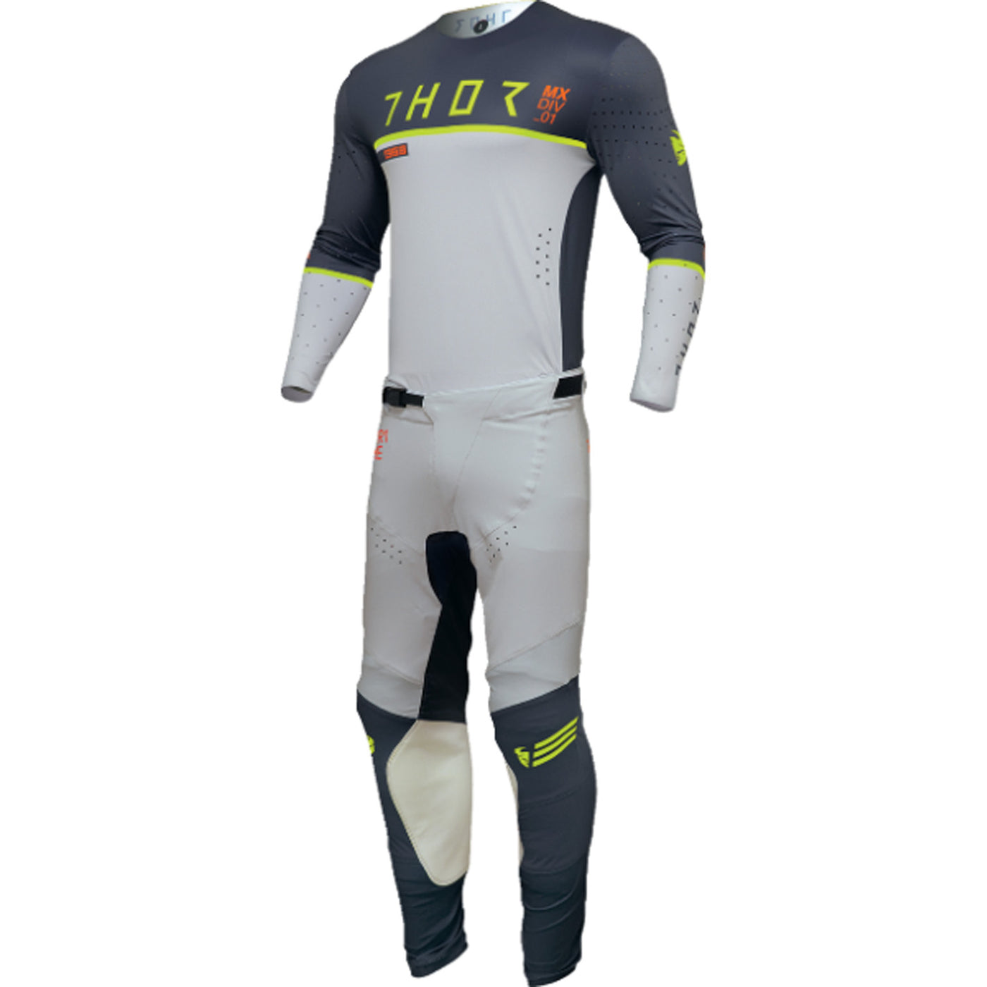 THOR Prime Ace Jersey Midnight/Gray - Front View with Pants