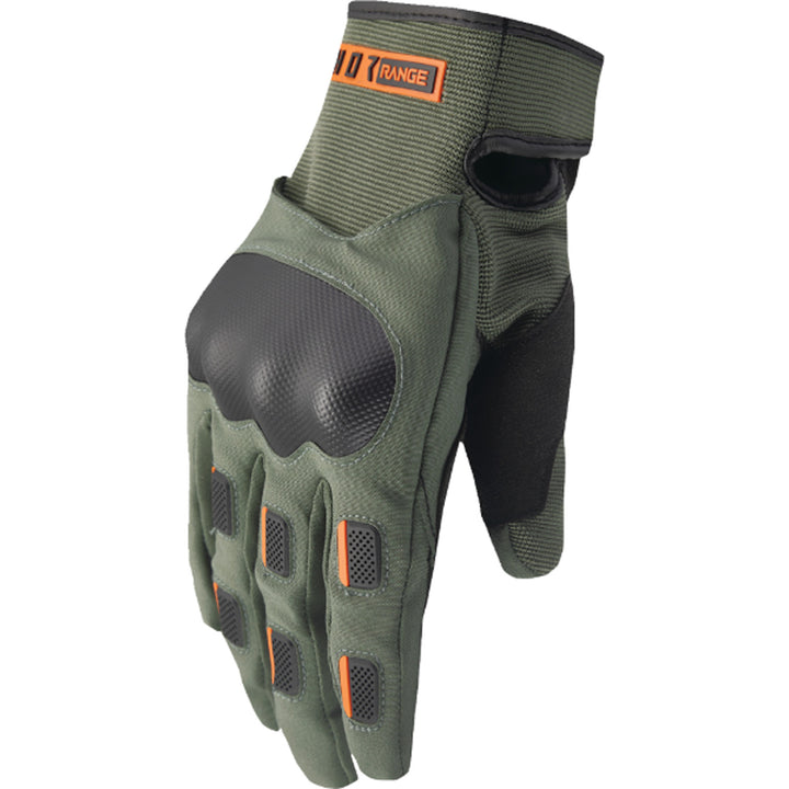 THOR Range Gloves Army/Orange - Back of Hand View