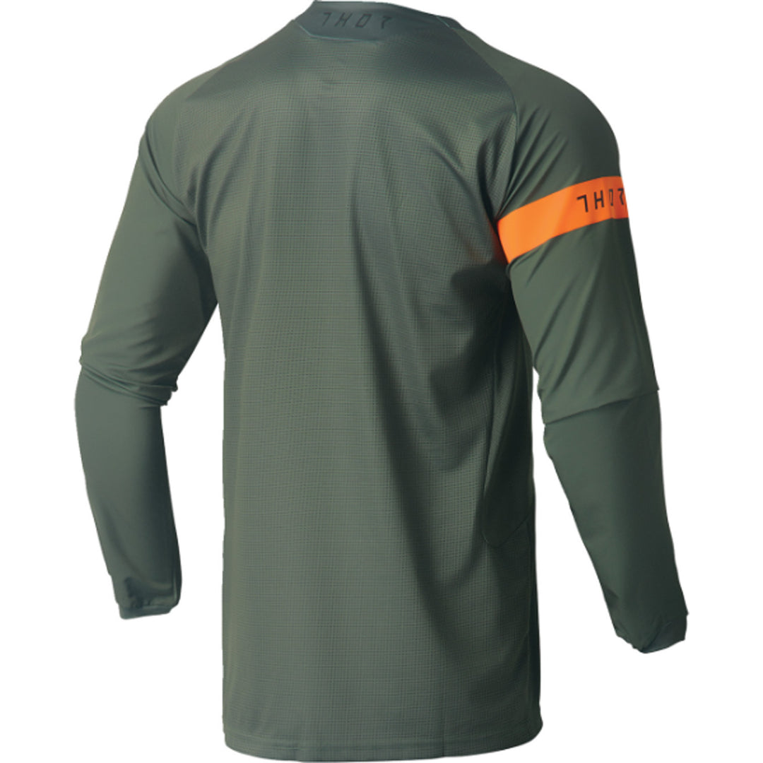 THOR Range Jersey Army Green/Orange - Rear View